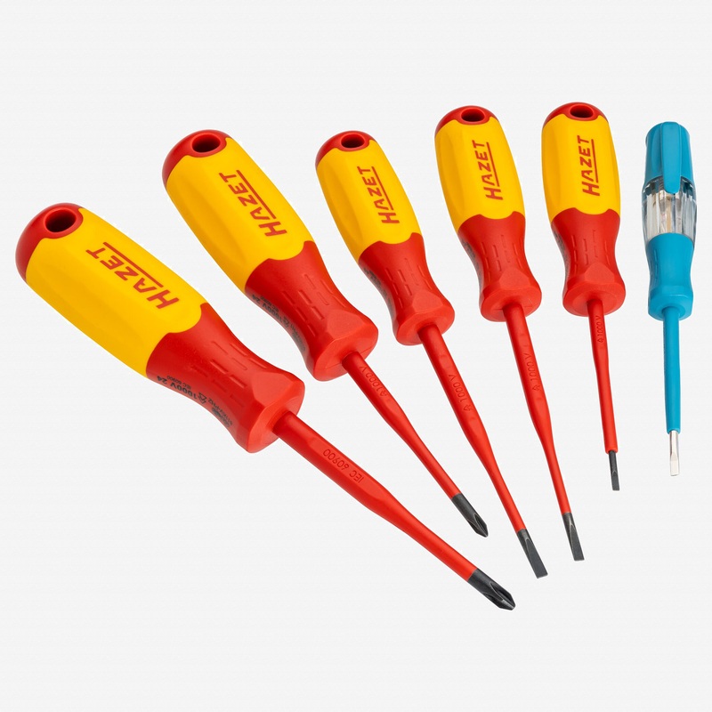 Hazet 811KV/6 VDE Insulated Screwdriver Set with Tester, 6 Pieces