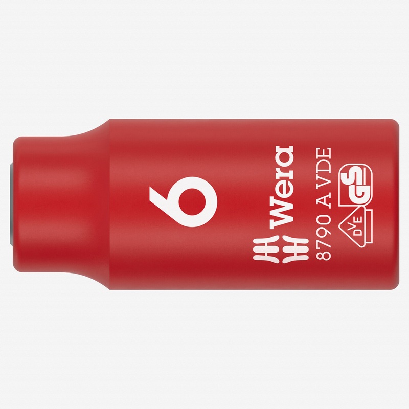 Wera 005933 VDE Insulated 6.0 mm Outside Hex Zyklop Socket, 1/4" Drive, 6-point