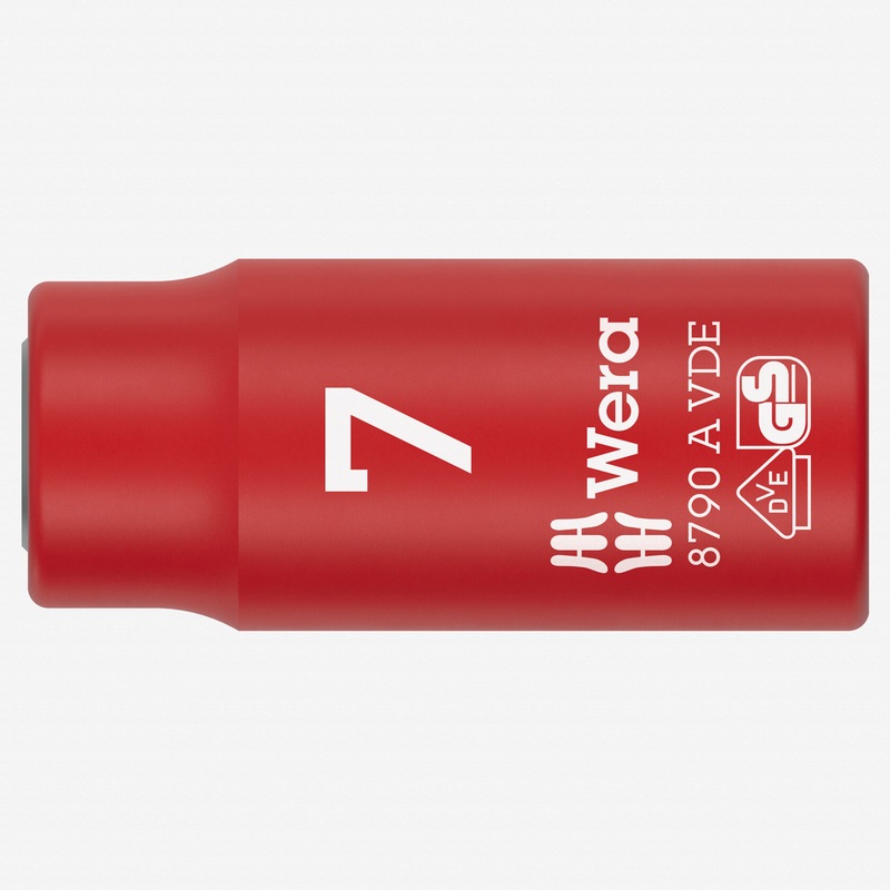 Wera 005934 VDE Insulated 7.0 mm Outside Hex Zyklop Socket, 1/4" Drive, 6-point