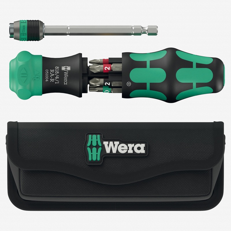 Wera 051514 Kraftform Kompakt 20 RA-R Ratcheting Bitholder with Pouch, 7 Pieces