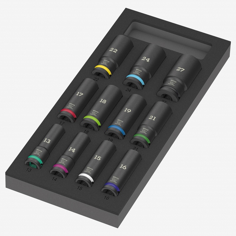 Wera 150115 Foam Insert 8790 C Impaktor Deep Socket Set 1, 1/2" Drive, 11 Pieces