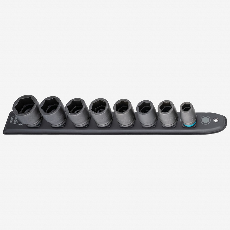 Hazet 900S-SR/8 1/2" SmartRail Metric Impact Socket Set, 13 - 27 mm, 8 Pieces