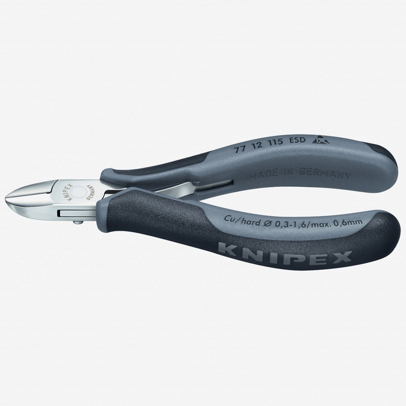 Knipex 4.5" ESD Electronics Diagonal Cutters Round Head w/ Bevel and Lead Catcher - MultiGrip