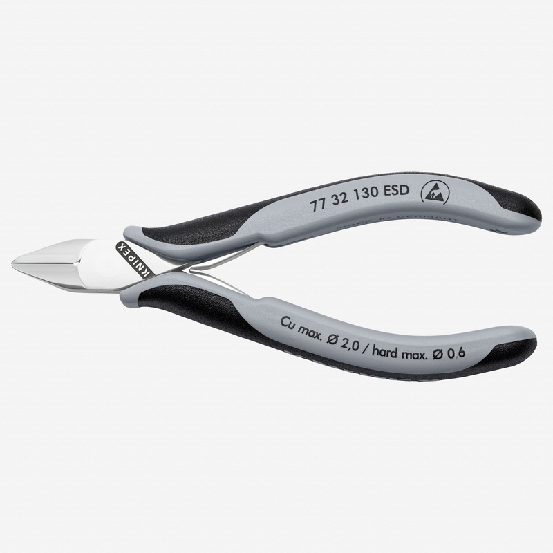 Knipex ESD Electronics Diagonal Cutters with Pointed Head and Small Bevel, 5 1/4"