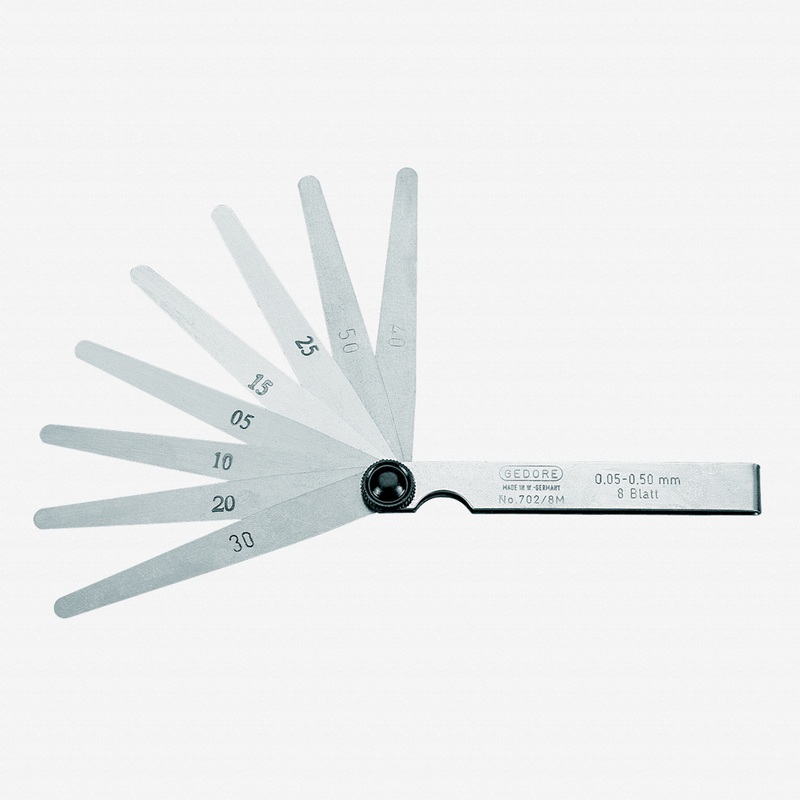 Gedore 702 88 M Feeler gauge set, fan pattern 0.03-0.10 mm