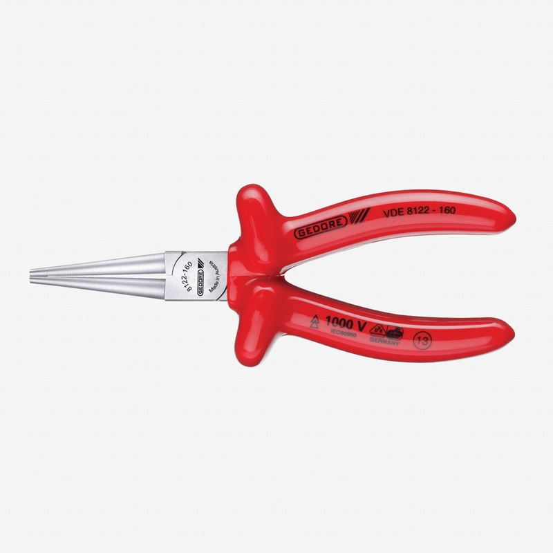 Gedore VDE 8122-160 VDE Round nose pliers with VDE dipped insulation
