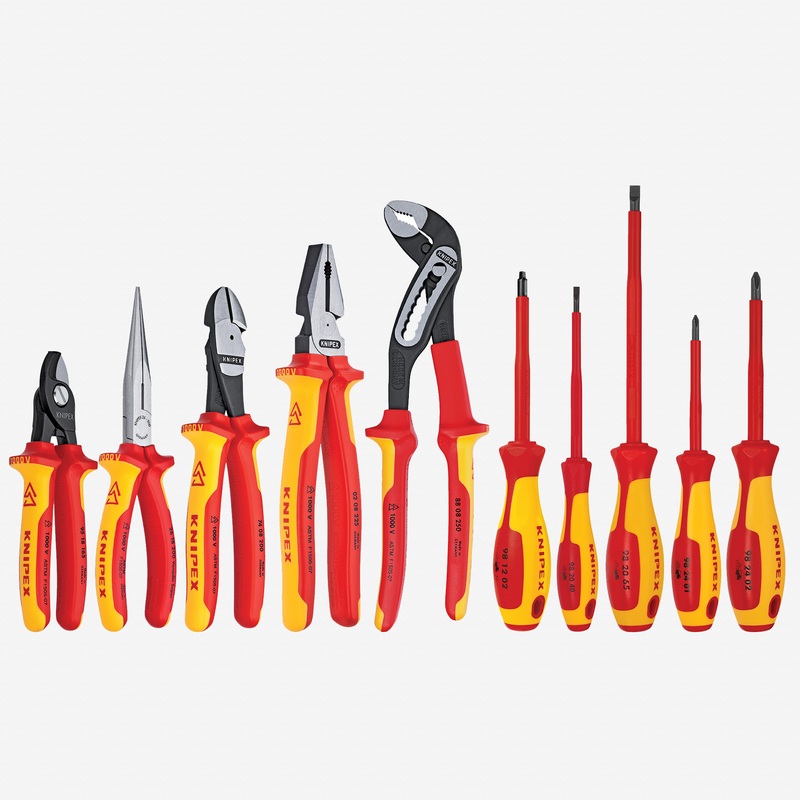 Knipex 10 Piece Pliers / Screwdriver Tool Set - 1,000V Insulated, Hard Case, w/Combination Pliers