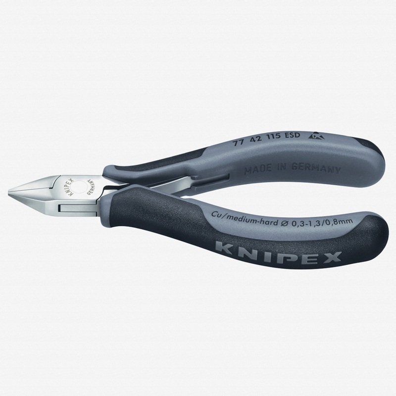 Knipex 4.5" ESD Electronics Diagonal Cutters Pointed Head - MultiGrip