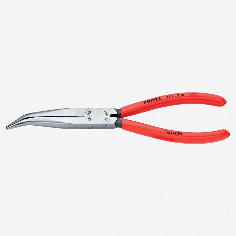 Knipex 8" Mechanic's 40 Degree Bent Pliers (half-round jaws) - Plastic Grip