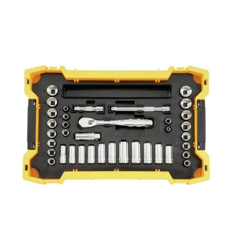 Dewalt 37-Piece 3/8 in. Drive Socket Set with Tough System 2.0 Shallow Tool Tray and Lid - DWMT45400