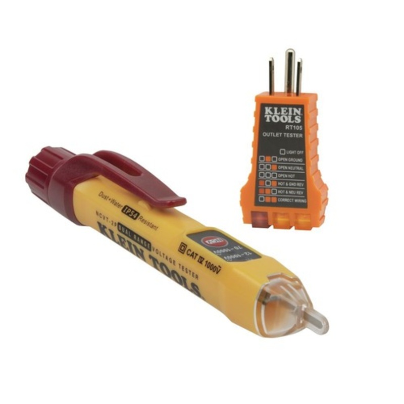 Klein Tools 12-1000V Dual-Range NCVT with Receptacle Tester Electrical Test Kit - NCVT2PKIT