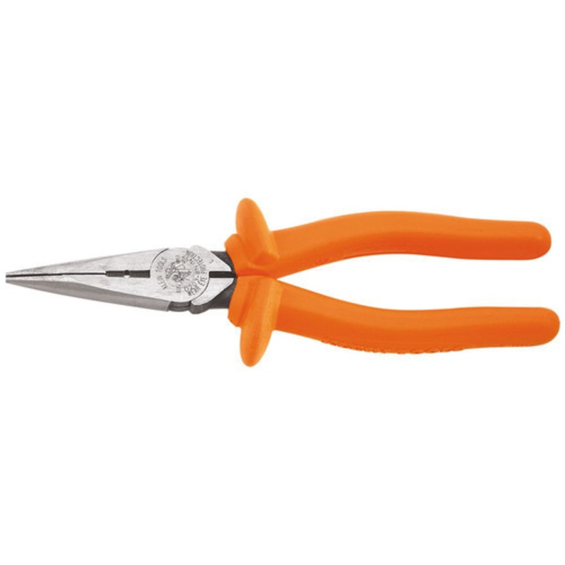 Klein Tools 8 in. Insulated Long Nose Side-Cutting/Stripping Pliers - D203-8N-INS