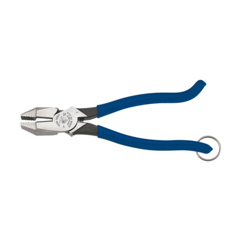 Klein Tools Ironworker Pliers with Heavy Duty Knurled Jaws, Induction Hardened Knives, and a Split Tether Ring - D213-9STT