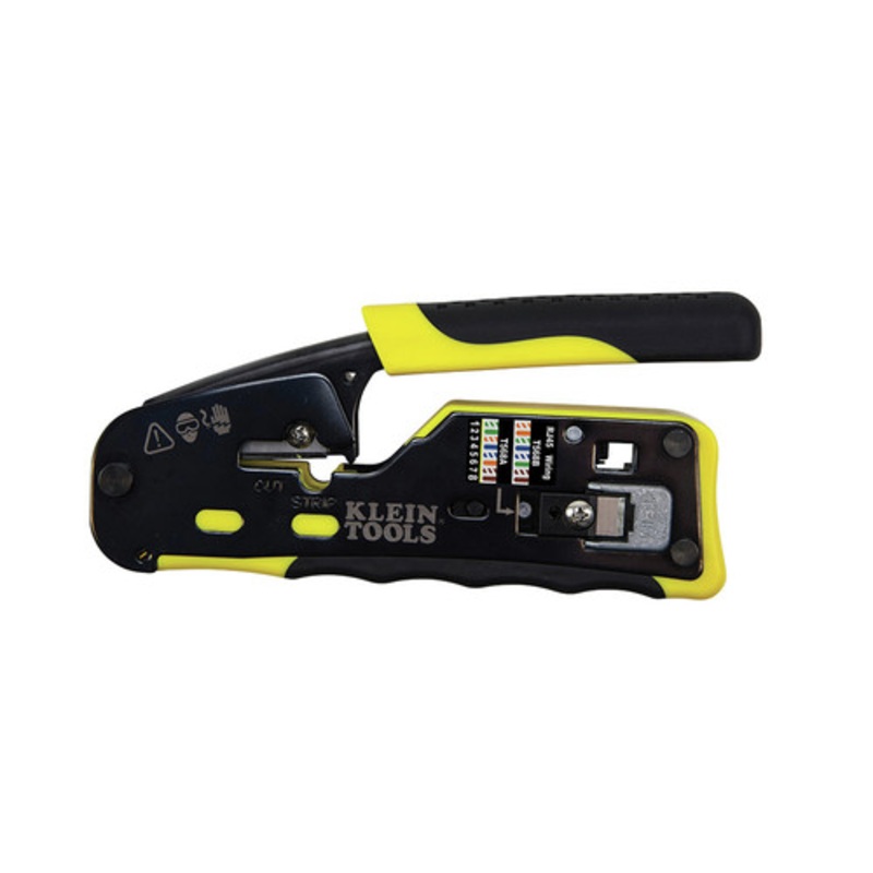 Klein Tools Ratcheting Cable Crimper/Stripper/Cutter for Pass-Thru Connectors - VDV226-110