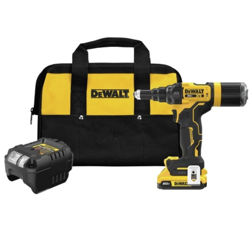 Dewalt 20V MAX XR Brushless Lithium-Ion 3/16 in. Cordless Rivet Tool Kit (2 Ah) - DCF403D1