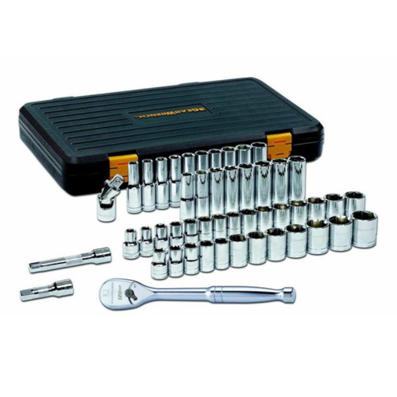 GearWrench 49-Piece 1/2 in. Drive 6-Point SAE/Metric 120XP Standard and Deep Mechanics Tool Set - 80700P