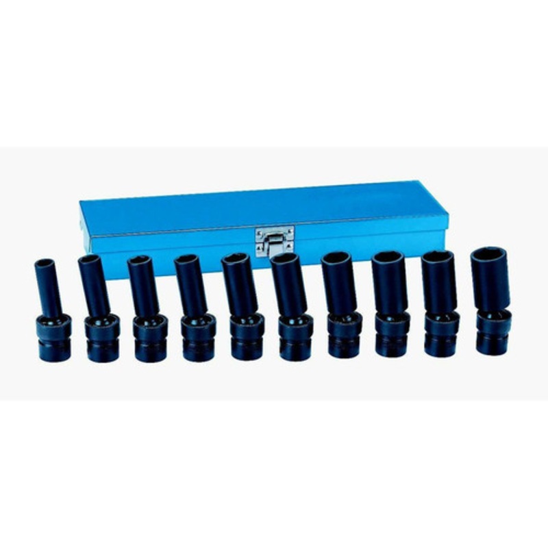 Grey Pneumatic 10-Piece 3/8 in. Drive 6-Point Deep Universal Socket Set - 1210UMD