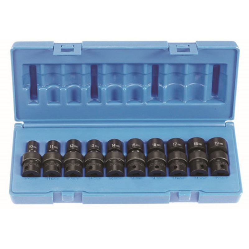 Grey Pneumatic 10-Piece 3/8 in. Drive Semi-Deep Metric Universal Socket Set - 1210UMSD