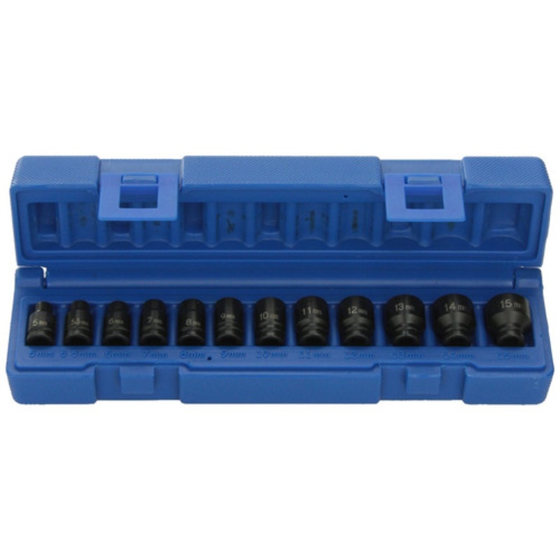 Grey Pneumatic 12-Piece 1/4 in. Drive Metric Magnetic Impact Socket Set - 9712MG
