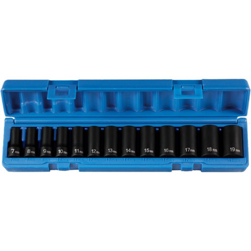Grey Pneumatic 13-Piece 3/8 in. Drive 12 Point Metric Semi-Deep Impact Set - 1203MSD