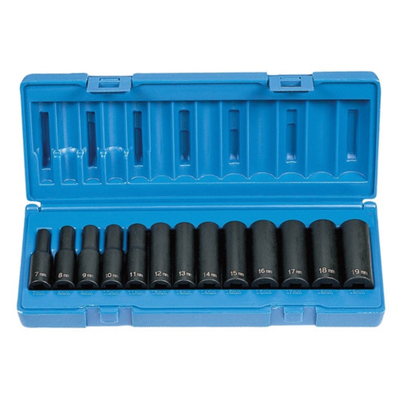 Grey Pneumatic 13-Piece 3/8 in. Drive 6-Point Metric Deep Impact Socket Set - 1213MD