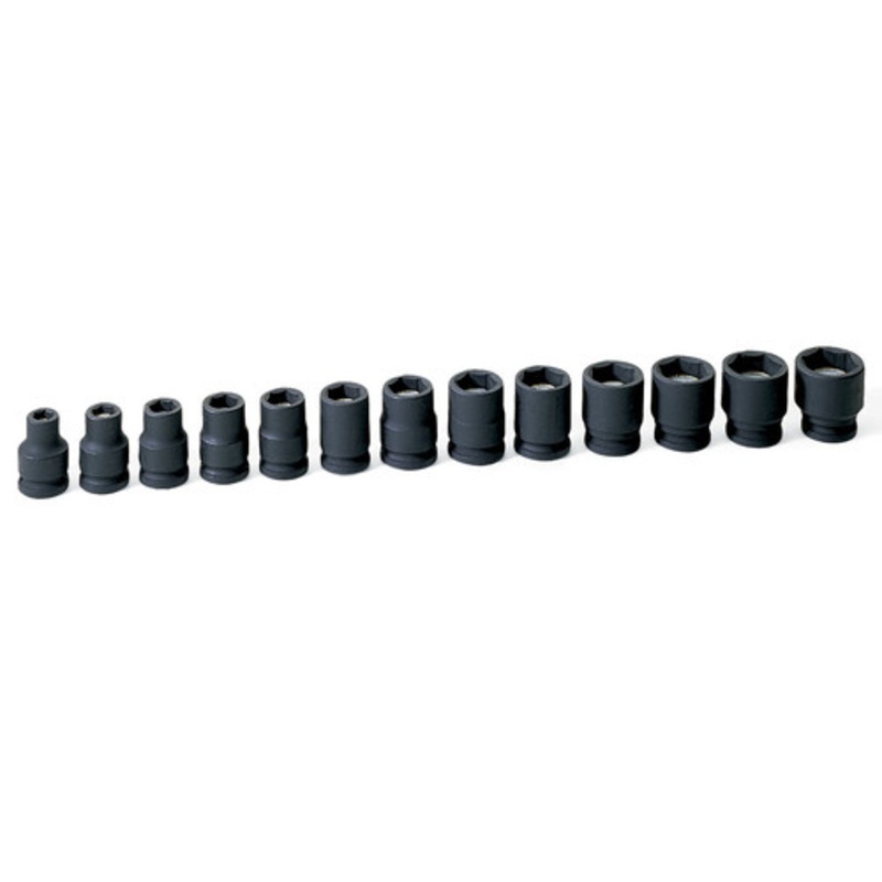 Grey Pneumatic 13-Piece 3/8 in. Drive 6-Point Metric Magnetic Impact Socket Set - 1213MG