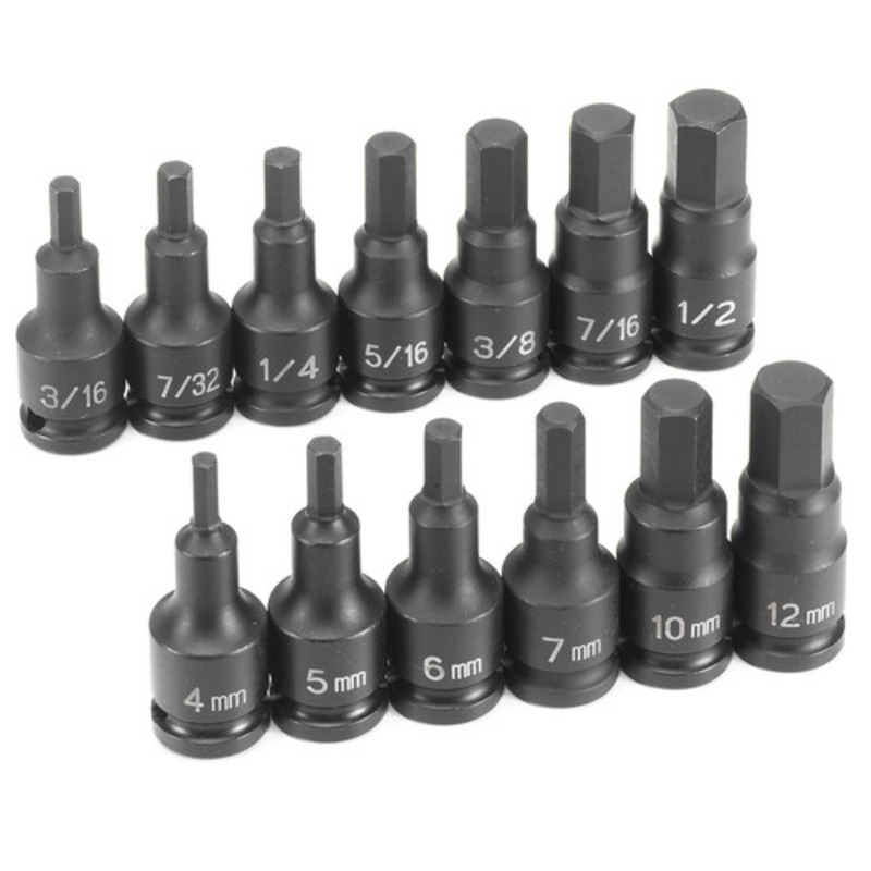 Grey Pneumatic 13-Piece 3/8 in. Drive SAE and Metric Hex Impact Socket Set - 1298HC
