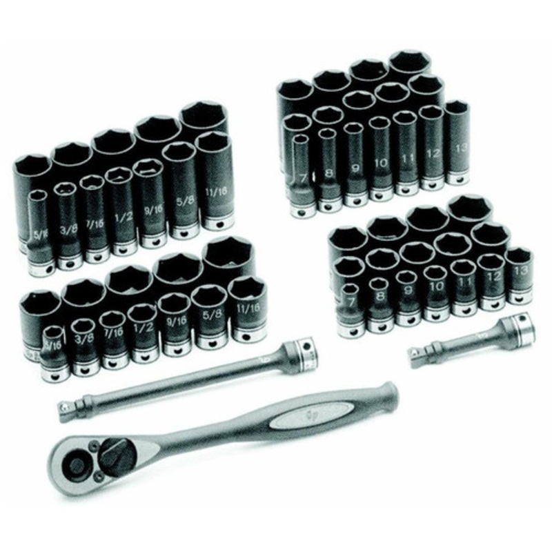 Grey Pneumatic 59-Piece 3/8 in. Drive 6-Point SAE/Metric Standard and Deep Duo-Socket Set - 81659CRD