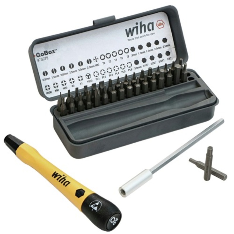 Wiha Tools 36-Piece GoBox Electronics ESD Precision Micro Bit Set - 75979