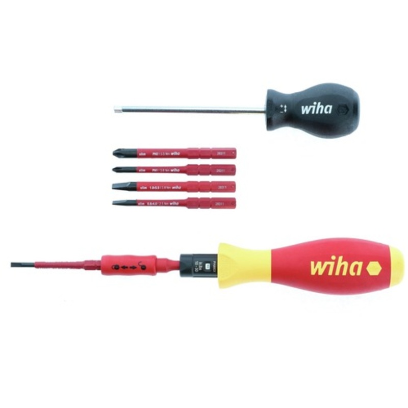 Wiha Tools (8-Piece) Insulated TorqueVario-S (10-50 in-lbs.) and SlimLine Blade Set - 28791
