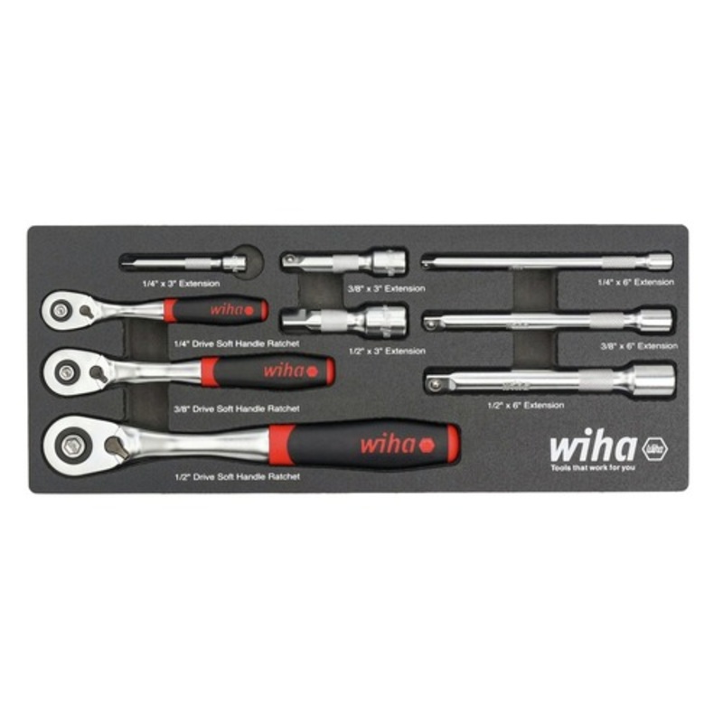 Wiha Tools 9-Piece SoftFinish Ratchet Tray Set - 33388