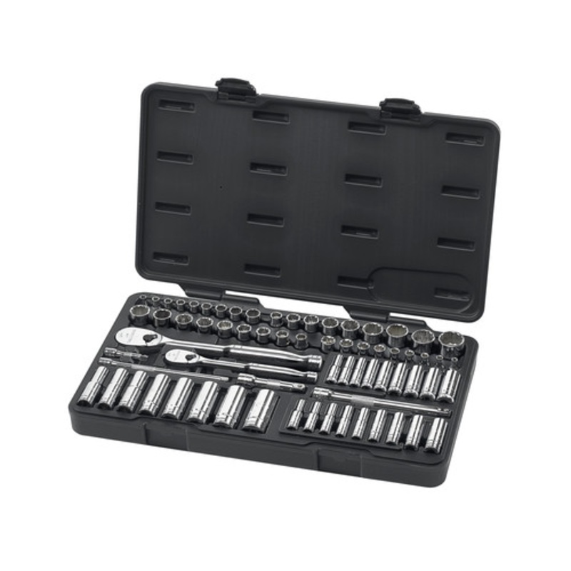 GearWrench 68-Piece SAE/Metric 1/4 in. & 3/8 in. Drive 6 & 12 Point Socket and Wrench Set - 83000