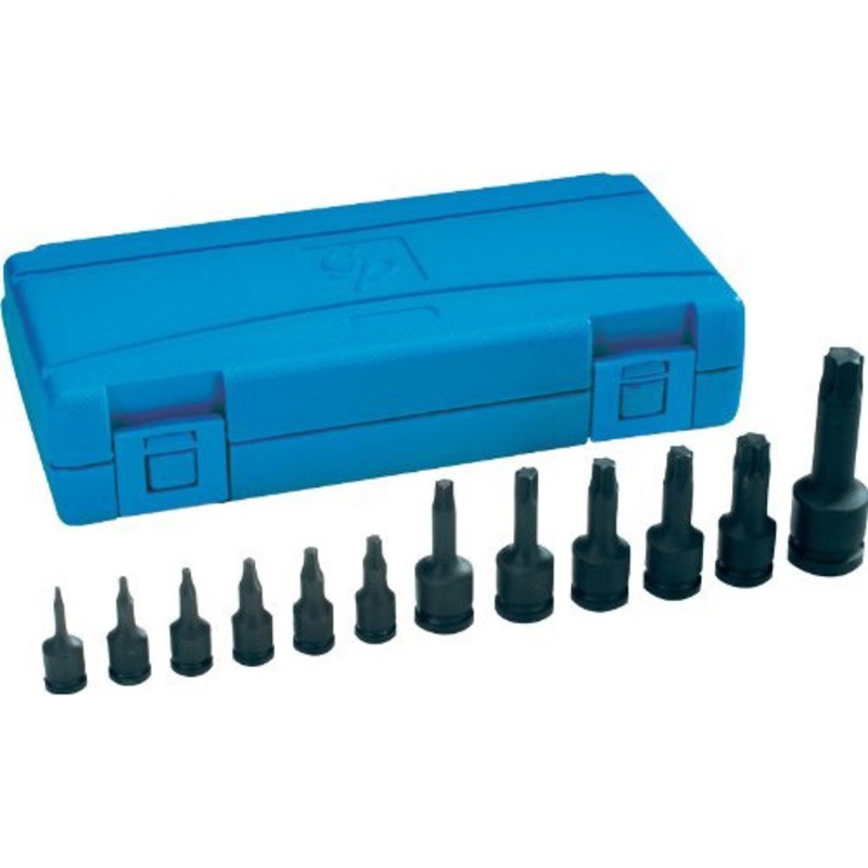 Grey Pneumatic 12-Piece Assorted Drive Internal Star Impact Driver Socket Set - 1234T