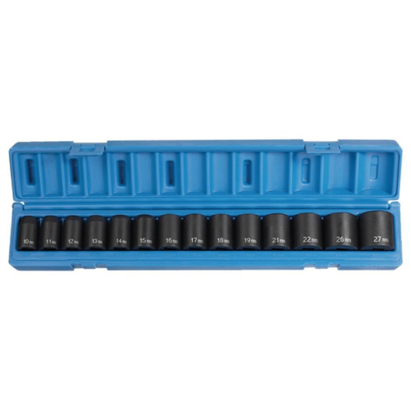 Grey Pneumatic 14-Piece 1/2 in. Drive 6-Point Metric Standard Socket Set - 1412M