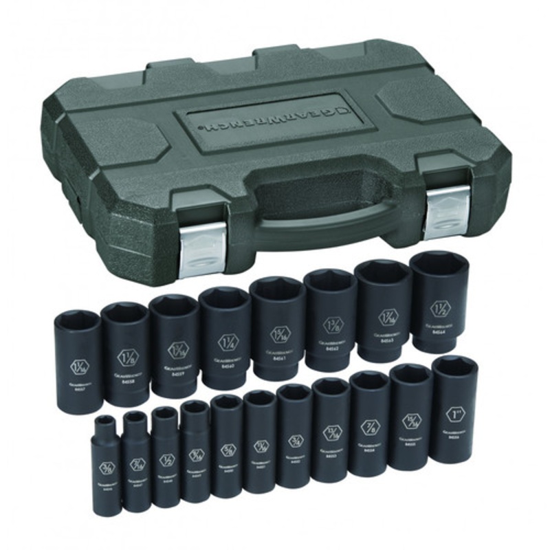 Grey Pneumatic 19-Piece 3/8 in. to 1-1/2 in. Drive 12-Point SAE Impact Socket Set - 1719D