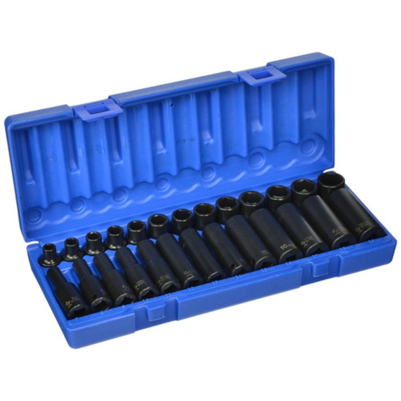 Grey Pneumatic 26-Piece 3/8 in. Drive Metric Standard/Deep Master Impact Socket Set - 1226M