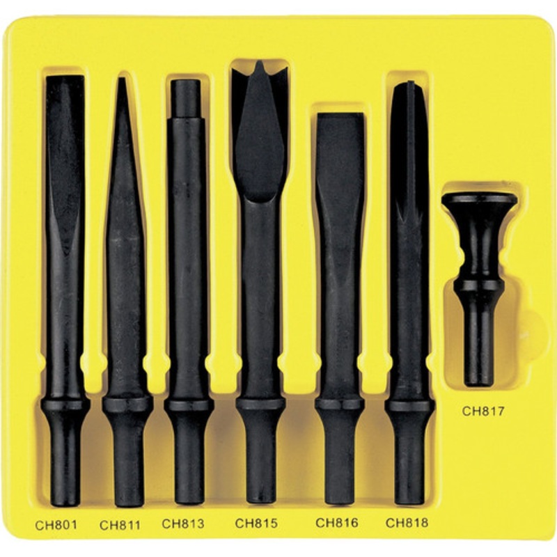 Grey Pneumatic 7-Piece .498 Shank Heavy-Duty Chisel Set - CS807