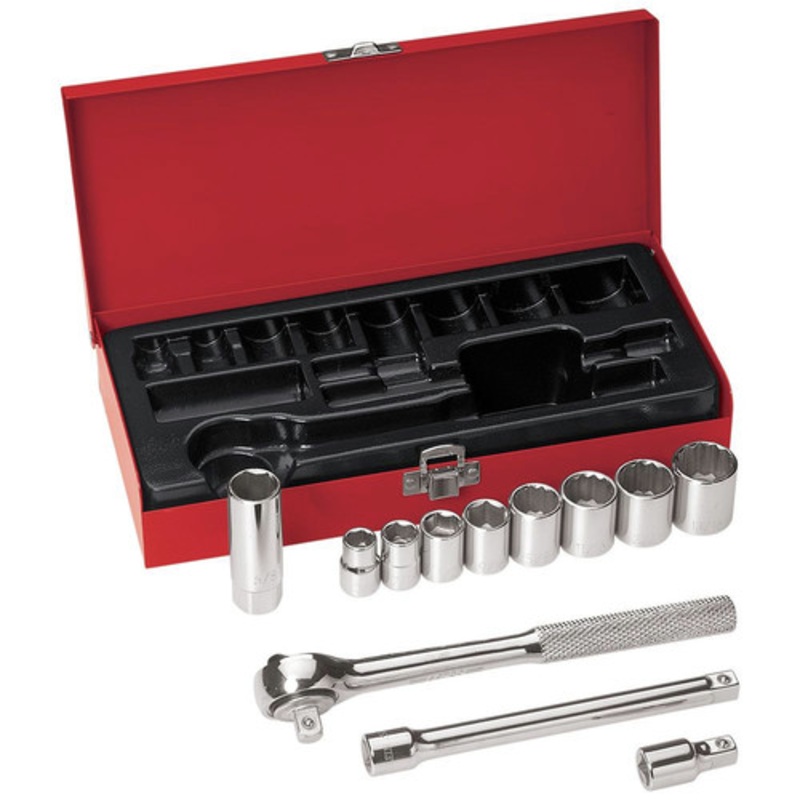 Klein Tools 12-Piece 3/8 in. Drive Socket Wrench Set - 65504