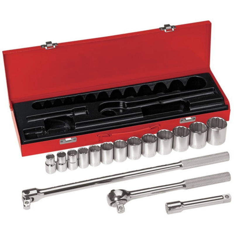 Klein Tools 16-Piece 1/2 in. Drive 12 Point SAE Socket Wrench Set - 65512
