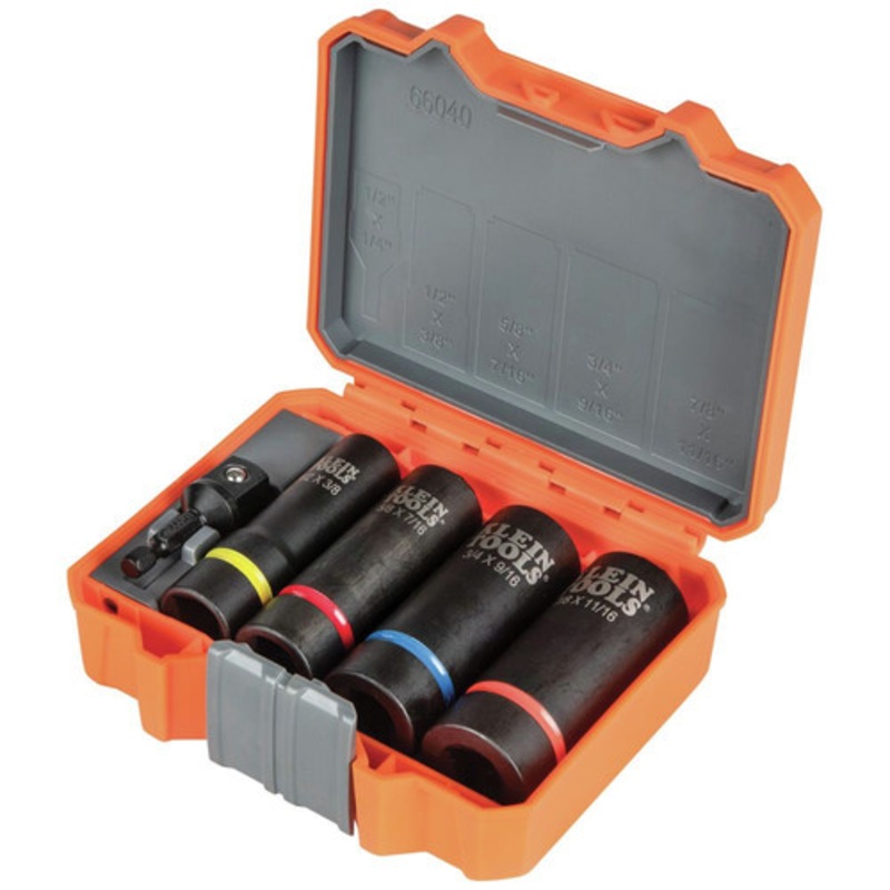Klein Tools 5-Piece 1/2 in. Drive 12 Point Deep 2-in-1 Impact Socket Set - 66040
