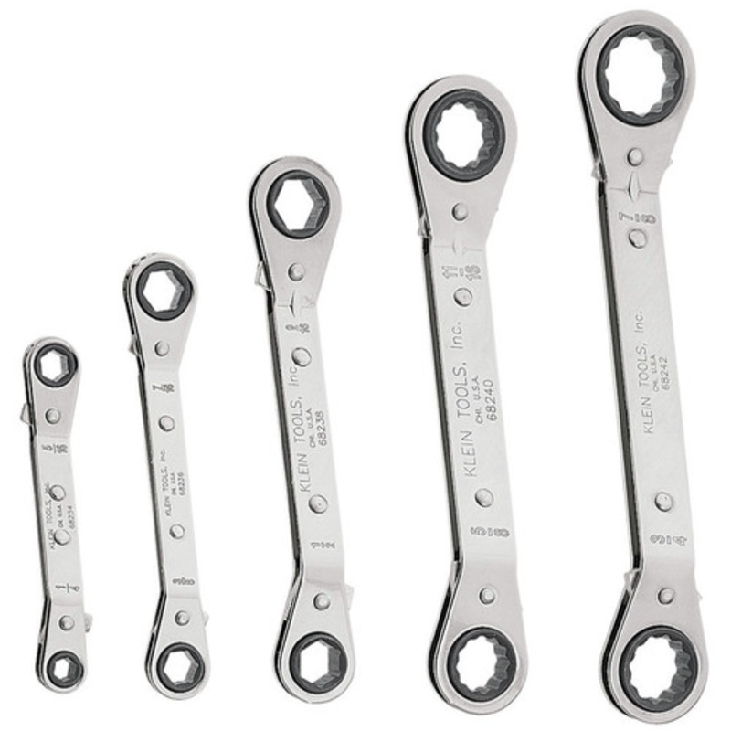 Klein Tools 5-Piece Reversible Ratcheting Box Wrench Set - Black - 68245