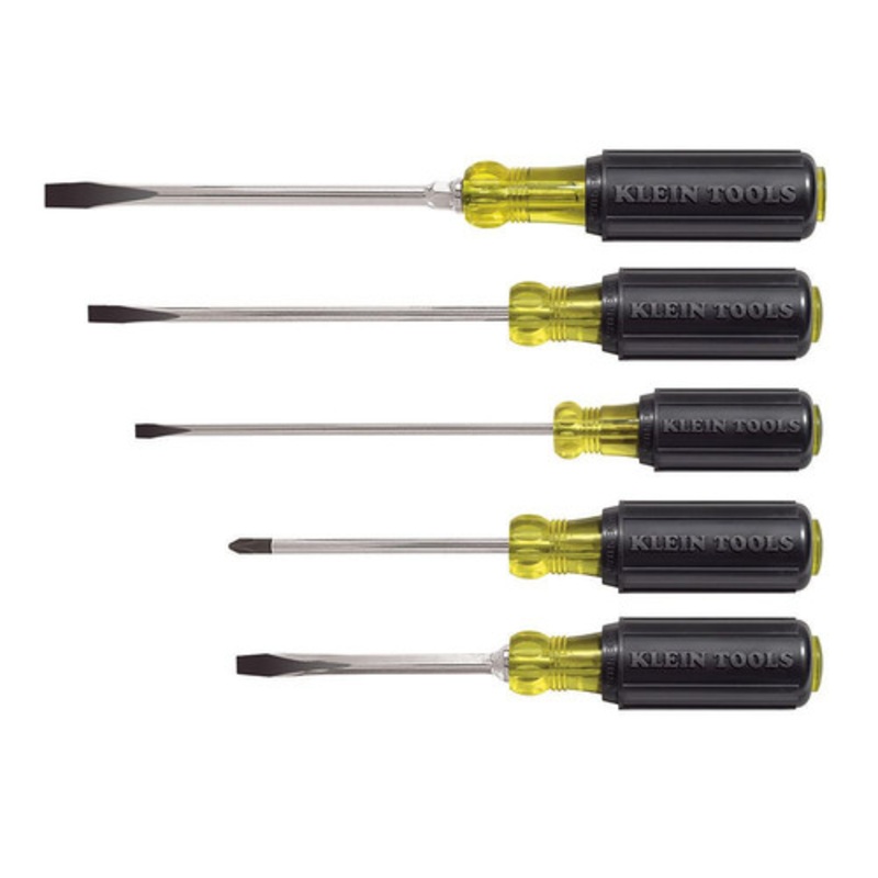 Klein Tools 5-Piece Slotted and Phillips Screwdrivers Set with Cushion-Grip Handles and Tip-Ident - 85075