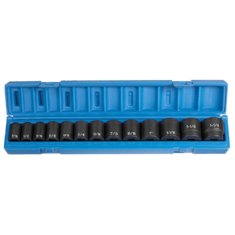 Grey Pneumatic 13-Piece 1/2 in. Drive Standard Length SAE Impact Socket Set - 1312