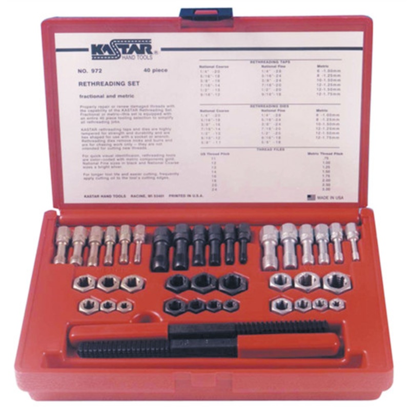Kastar 40-Piece Fractional and Metric Thread Restorer Kit - 972