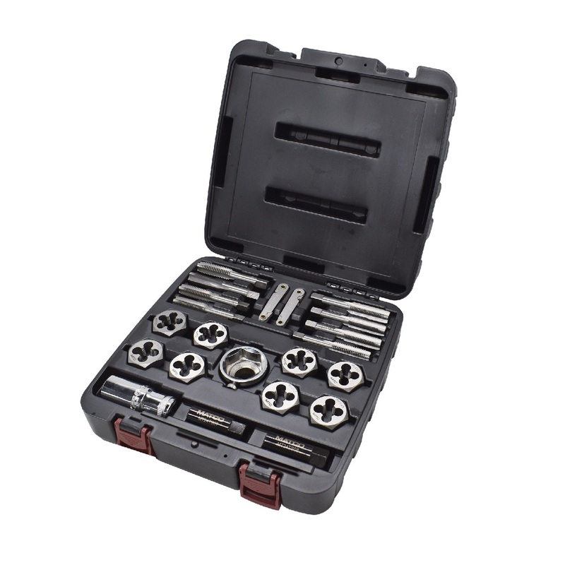LARGE AUTO TAP AND HEX DIE SET METRIC AND SAE, 22 PIECE