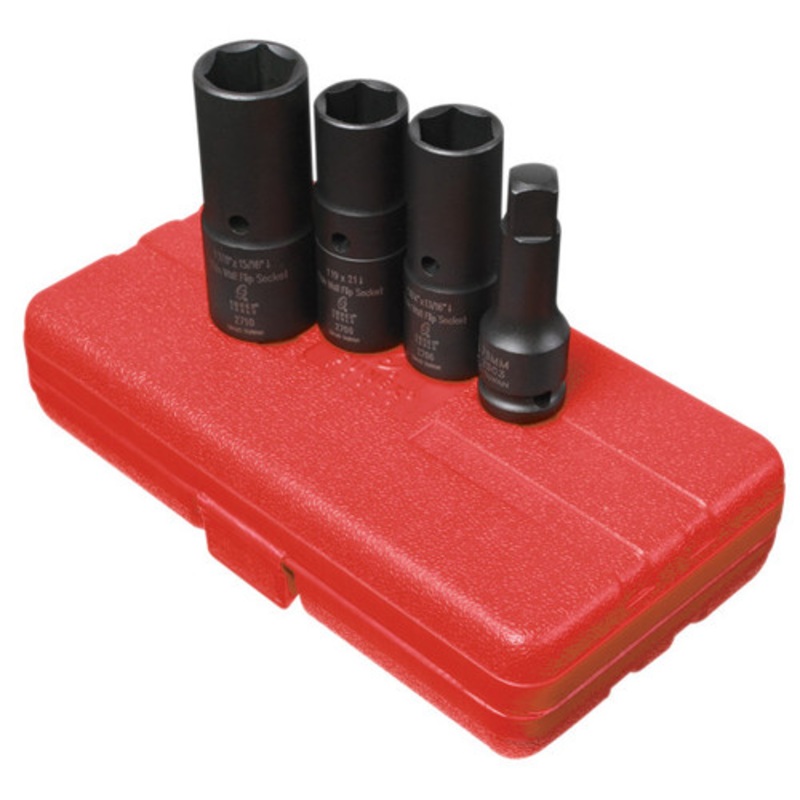 Sunex 4-Piece 1/2 in. Drive SAE/Metric Deep Well Thin Wall Flip Socket Set - 2724
