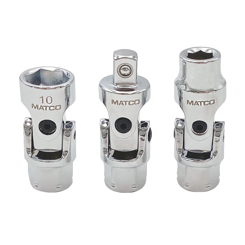 3 PIECE 1/4" X 11MM DUAL DRIVE SPRING LOADED UNIVERSAL JOINT KIT