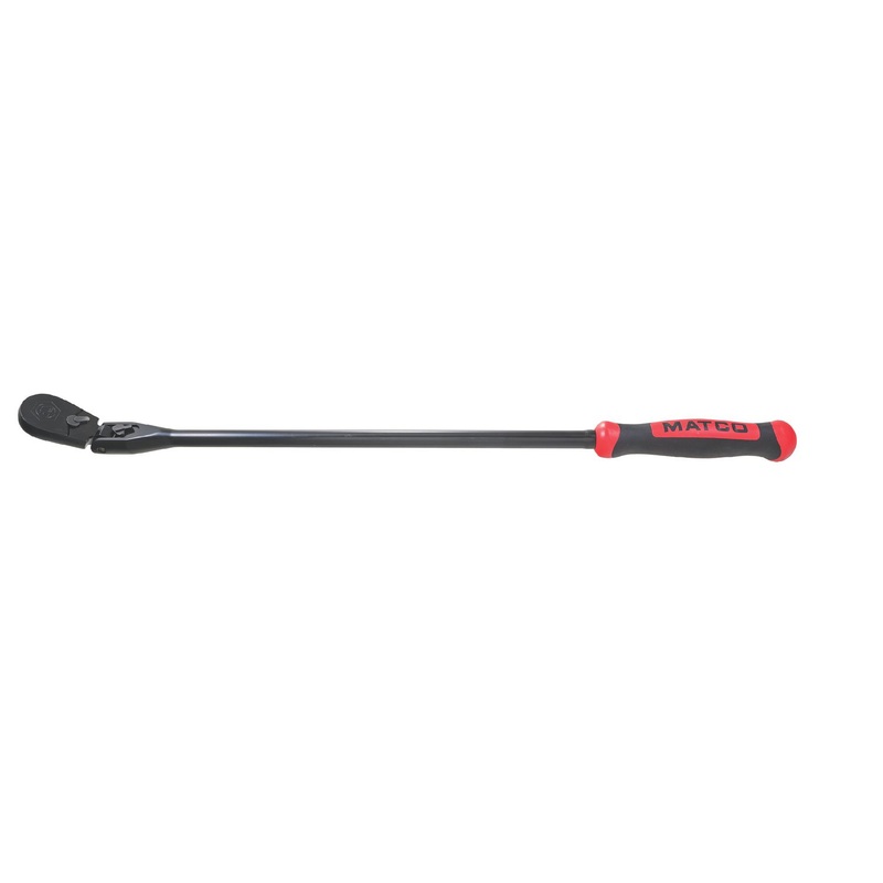 1/2" DRIVE 27-3/8" EIGHTY8 TOOTH BLACK CHROME LOCKING FLEX RATCHET WITH ERGO HANDLE - RED