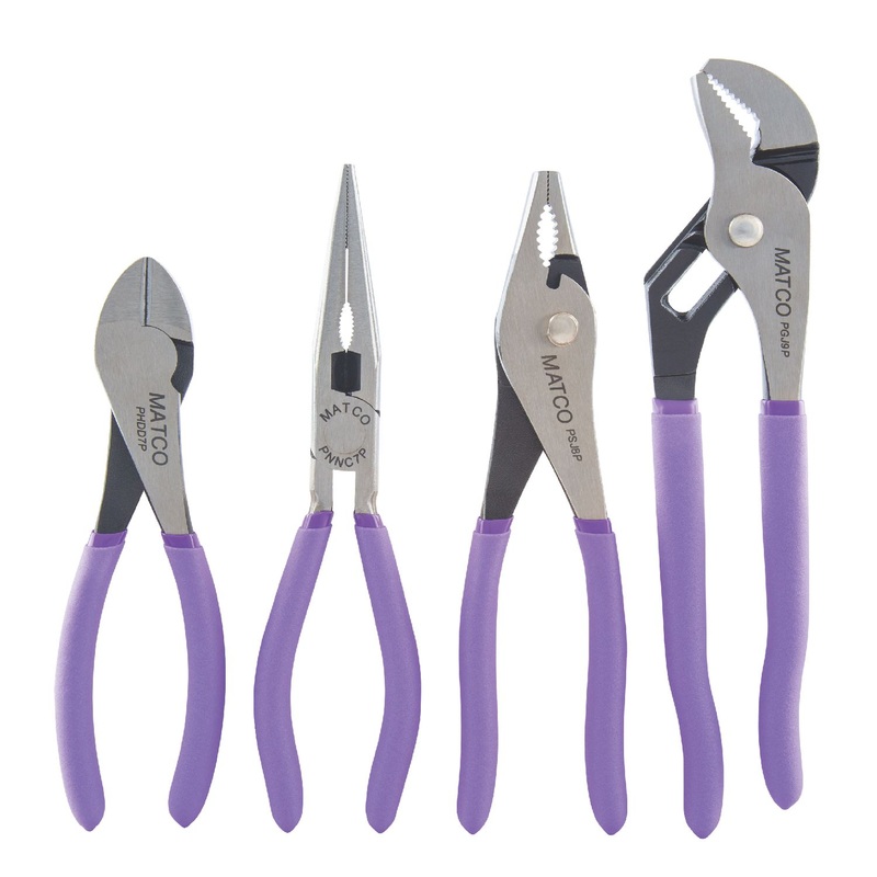 4 PIECE UNIVERSAL PLIERS SET - PURPLE