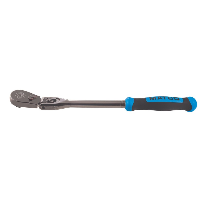 3/8" DRIVE 12-1/2" EIGHTY8 TOOTH BLACK NICKEL LOCKING FLEX RATCHET WITH ERGO HANDLE - BLUE